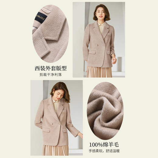 乔万尼新款100%绵羊毛大衣保暖外套短大衣EM4B599 商品图2