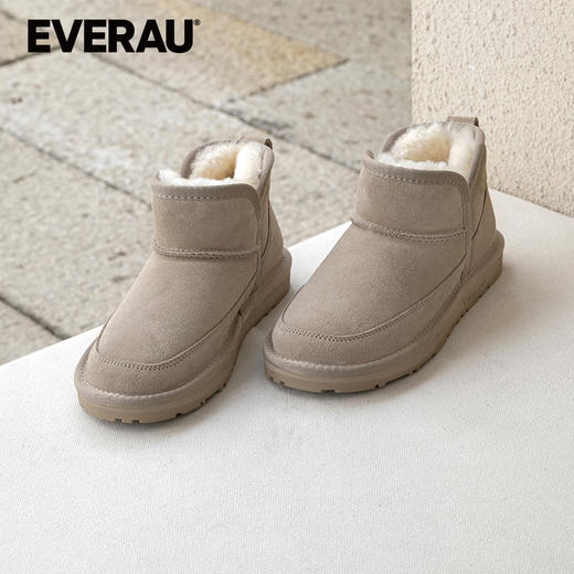 EVERAU软喏的羊毛内里上脚感舒适开叉靴筒百搭耐看女秋冬雪地靴EA3171 商品图2
