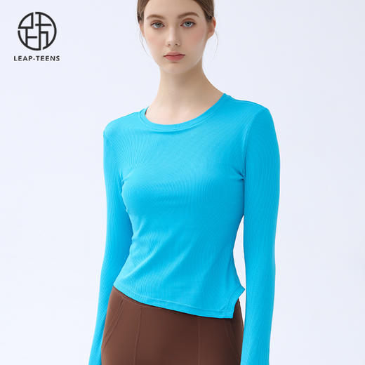 跃牌【小甜心】系列 瑜伽服长袖女带胸垫普拉提训练健身运动上衣9064 商品图4