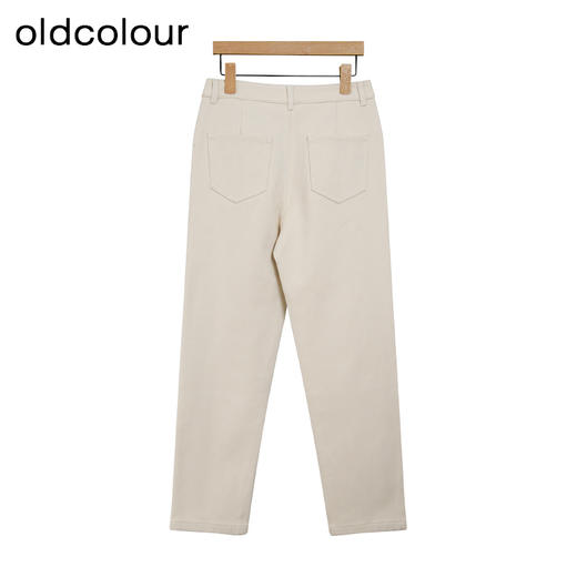 oldcolour冬新款白色简约休闲通勤百搭直筒加绒牛仔裤女P451102A1 商品图1