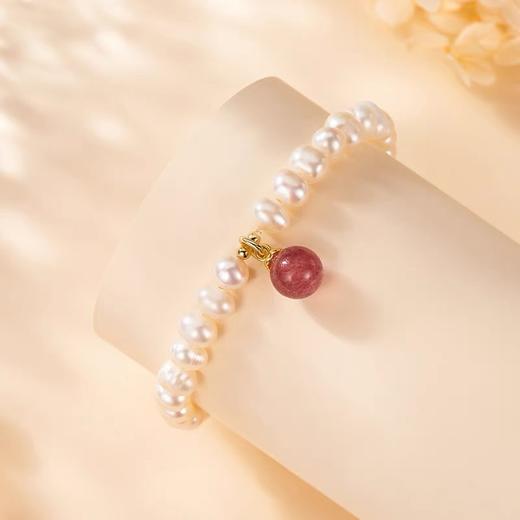 淡水珍珠手链天然草莓晶 商品图7