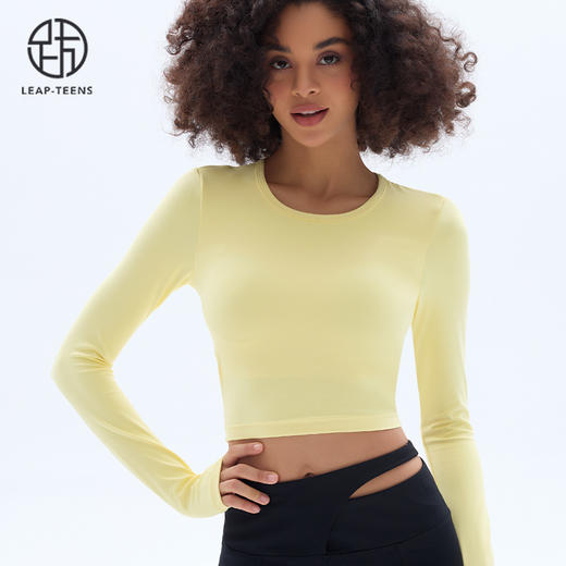 跃牌【小甜心】系列 露背镂空性感带胸垫瑜伽运动长袖T恤女9068 商品图4