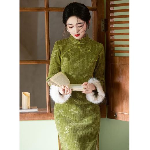 秋款显瘦复古改良加绒雪尼尔旗袍BJS1050 商品图1