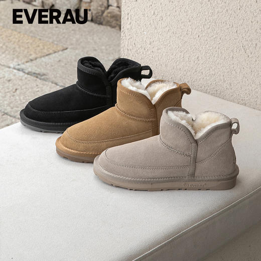 EVERAU软喏的羊毛内里上脚感舒适开叉靴筒百搭耐看女秋冬雪地靴EA3171 商品图0