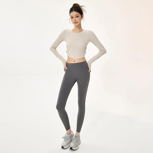 跃牌【小甜心】系列 固定式胸垫瑜伽服长袖罗纹运动上衣女9067 商品图4