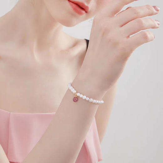 淡水珍珠手链天然草莓晶 商品图2