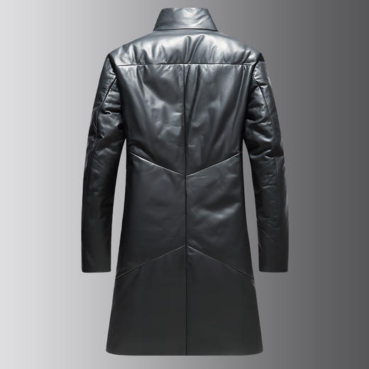 【真皮DSZ】大依优型大码立领羽绒真皮绵羊皮长款夹克外套休闲简约大号皮夹克真皮皮草加肥加大 商品图3