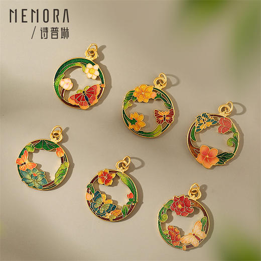 【生日会员】黄金珐琅十二花神吊坠 古法金新中式国潮足金挂坠送女友礼物【按克计价黄金2】MEMORA诗普琳GPE04301 商品图4