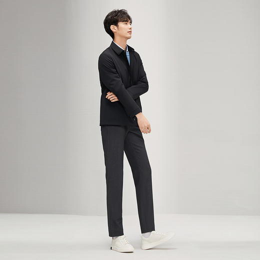 柒牌男装翻领夹克男士2024秋季新款商务休闲暗格纹轻便干部装外套	127K71370 商品图3