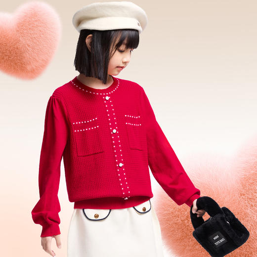 女童圆领针织衫冬季新款安奈儿童装EG444651 商品图2