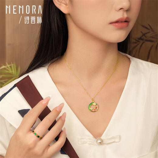 【生日会员】黄金珐琅十二花神吊坠 古法金新中式国潮足金挂坠送女友礼物【按克计价黄金2】MEMORA诗普琳GPE04301 商品图6