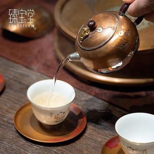 臻宝堂银壶 铜包银金蟾茶壶纯手工999足银泡茶壶中式茶具高端小壶流金岁月-金蟾120ml 商品图2