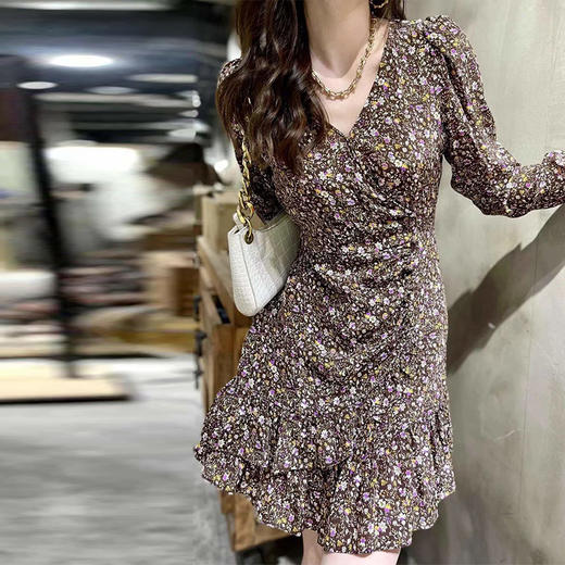 【顺丰包邮】11701 洛诗琳气质印花小个子荷叶边碎花连衣裙女20210330 商品图2
