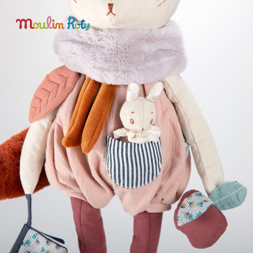 Moulin Roty 大兔子Plume 多功能/启蒙 适合0岁以上 附口袋小玩偶 内置布书 雨后系列 法国品牌-715073 商品图6