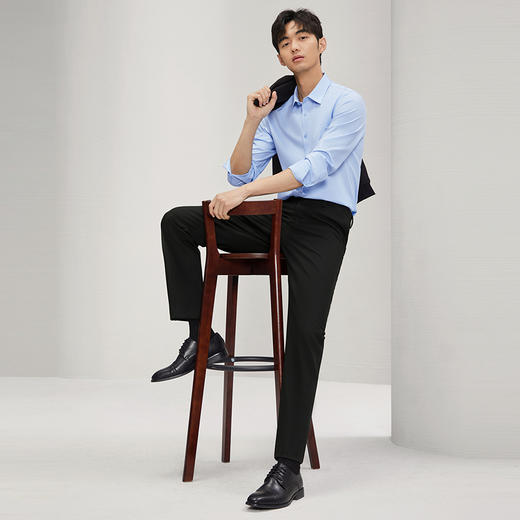 【暖氧吧】柒牌男士西裤2025秋冬新款含羊毛商务正装厚款直筒长裤	127H70100 商品图3