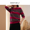 DONGLI&张继成 联名款 女士春秋针织圆领羊绒衫短袖挑孔红色  220383 商品缩略图2