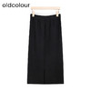 oldcolour冬季新款简约气质高腰直筒显瘦松紧腰长裙女P480601A1 商品缩略图3