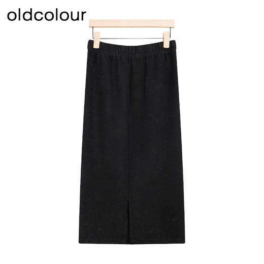 oldcolour冬季新款简约气质高腰直筒显瘦松紧腰长裙女P480601A1 商品图3
