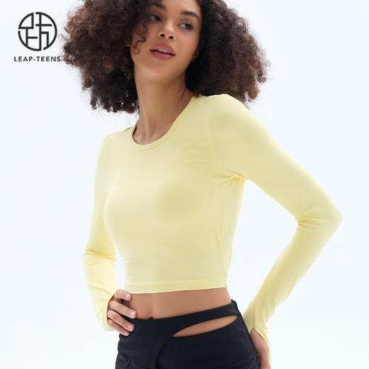 跃牌【小甜心】系列 露背镂空性感带胸垫瑜伽运动长袖T恤女9068 商品图5