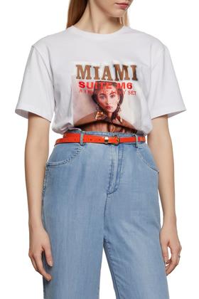 OCTAVIA 橙红色漆皮细腰带 6650