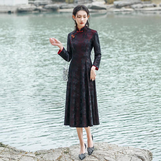 SKY MY-11时尚新中式长款A版旗袍大摆裙 商品图2