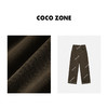 COCO ZONE 美拉德秋冬薄绒格纹翻裤脚直筒牛仔裤23C19830 商品缩略图2