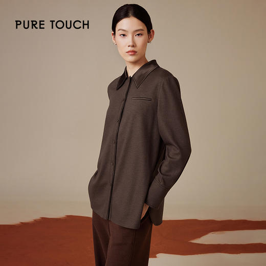 pure touch女士绵羊毛正肩合身廓形衬衫1301244424 商品图0