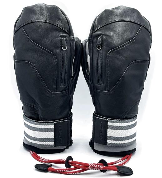 【断码三折】JR 歆动系列内护掌防护连指滑雪手套黑色真皮款 可放雪卡JM-21U1309 商品图0