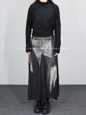 Y's｜牛仔三角褶喇叭裙