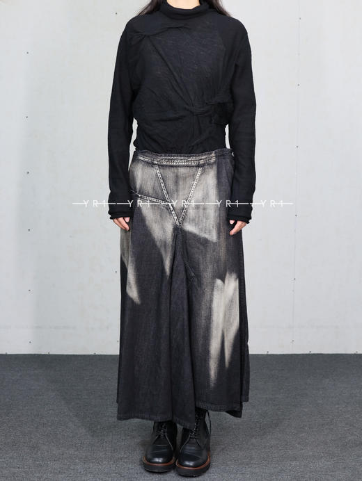 Y's｜牛仔三角褶喇叭裙 商品图0