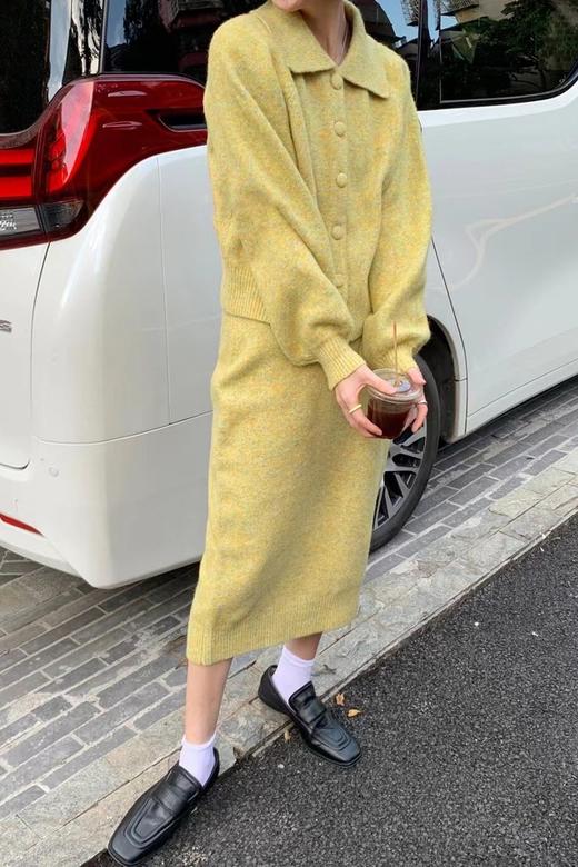 ANSUABEL 柠檬黄针织开衫半裙套装 14485 商品图1