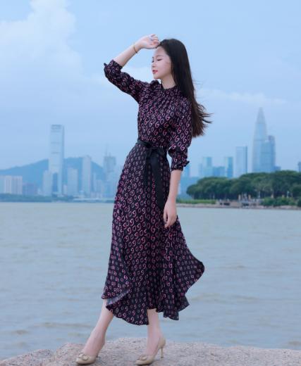 HJ3S99时尚气质连衣裙~水红 商品图5