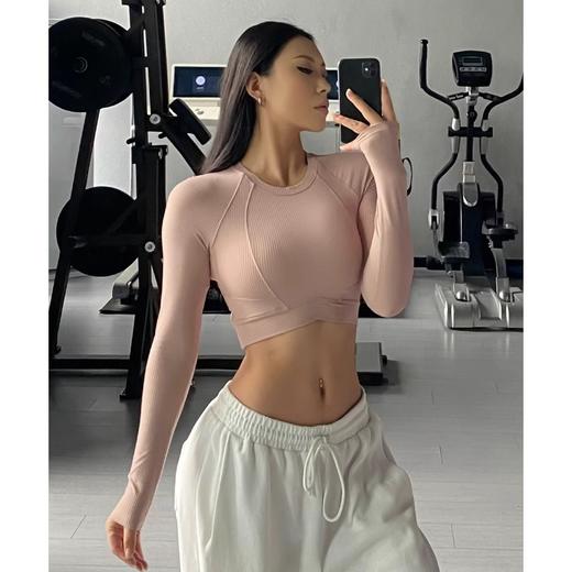 跃牌【小甜心】系列 速干跑步短款露脐弹力紧身健身长袖t恤9066 商品图0