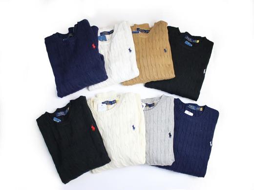 RalphLauren拉夫劳伦RL经典战马logo刺绣绞花纹麻花纽绳圆领长袖套头针织毛衣男女同款（BG） 商品图1