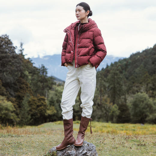 绽放812朵/2024冬季新款全棉斜纹绒感靴裤百搭休闲长裤显瘦小脚裤 商品图2