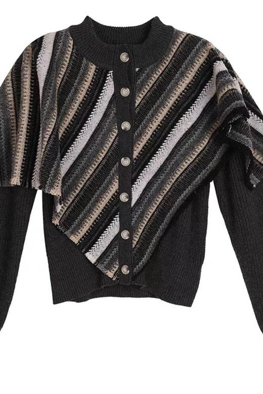 ANSUABEL 法式软糯彩虹披肩针织上衣开衫 19232 商品图2