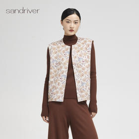 sandriver 西藏羊绒双面印花“吉祥狮”马甲