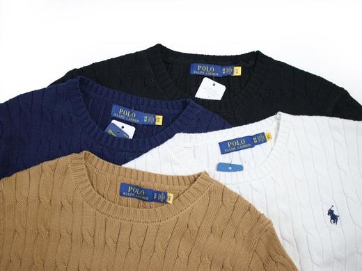 RalphLauren拉夫劳伦RL经典战马logo刺绣绞花纹麻花纽绳圆领长袖套头针织毛衣男女同款（BG） 商品图4