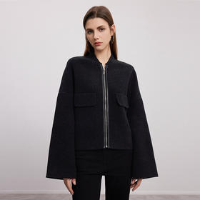 【短款羊毛毛呢大衣】24年秋冬新品女士100%羊毛毛呢短款小立领大衣外套