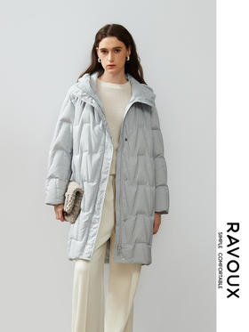 264289915连帽中长茧型羽绒服