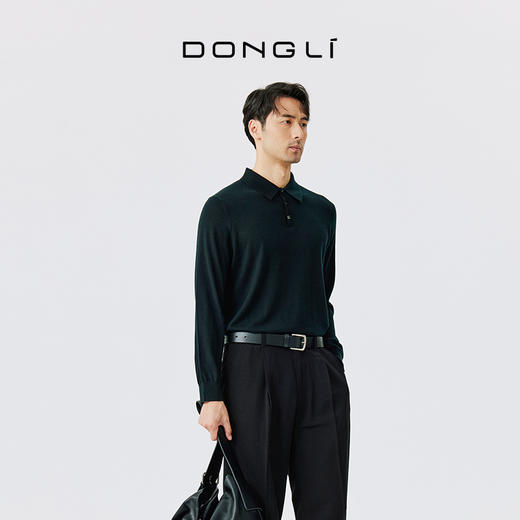 东黎 • 精纺男士秋冬针织POLO衫百搭简约纯色休闲长袖 4879 商品图3