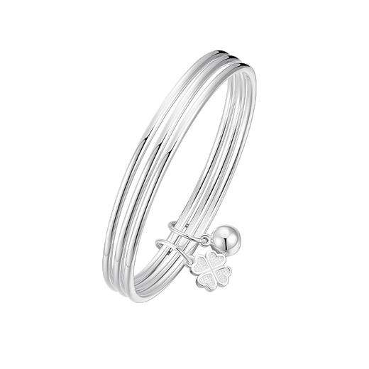 卡蒂罗/KADER 足银999 大克重幸运四叶草三生三世民族风流苏闭口素圈银镯 新中式国潮古法工艺好运配饰 999 商品图1