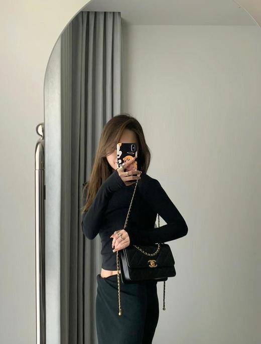 香奈儿24c早春双金珠口盖包黑色小号/中号（HH） 商品图2