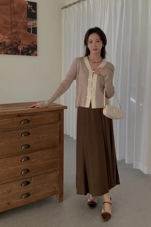 amadella 简约休闲条纹盘扣针织开衫 19304 商品图2