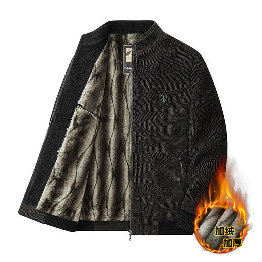 【雪尼尔】【新款DX】大依优型大码立领加绒棉服棉衣保暖加厚加肥加大上衣男士外套胖子 商品图2