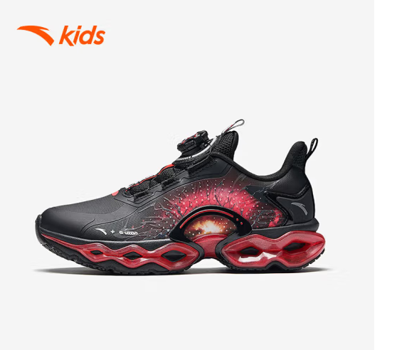安踏儿童【能量环10】运动鞋男女大童鞋2024秋冬旋钮扣跑鞋【男革面】312445588N