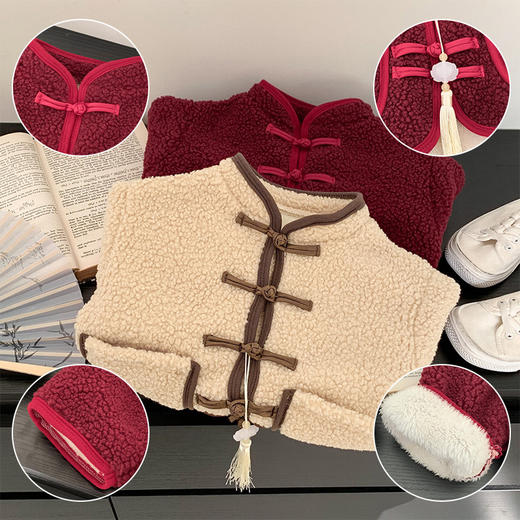 【儿童国风外套】颗粒绒加厚男女宝同款儿童加厚外套复古国风 商品图3