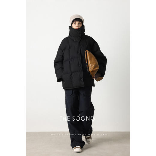 THESOONG|"轻盈系列"90鹅绒可拆卸超防风御寒黑色羽绒服HWYRF5475 商品图3