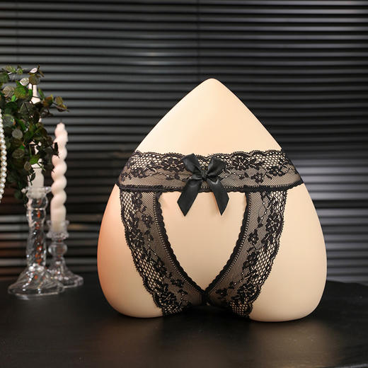 霏慕 蕾丝开裆后绑带露臀内裤7140 女士内裤情趣内衣性感纯欲免脱诱惑 蜜桃诉语 商品图6