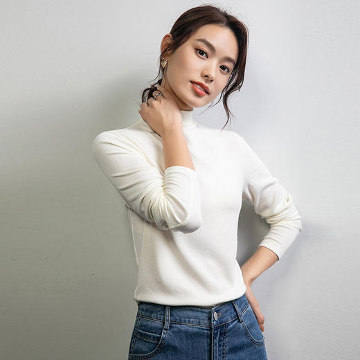 【自】全新升级【铂金会员119/天猫159/差价40】(14358) 洛诗琳秋冬2024新款高级感明星同款半高领羊毛针织打底衫 商品图1